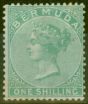 Old Postage Stamp from Bermuda 1865 1s Green SG8 P.14 Ave Mtd MInt
