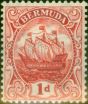 Old Postage Stamp Bermuda 1919 1d Carmine SG46b Fine MM (2)