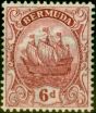 Rare Postage Stamp from Bermuda 1924 6d Pale Claret SG50a Fine Lightly Mtd Mint