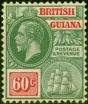 Valuable Postage Stamp from British Guiana 1926 60c Green & Rosine SG280 Fine Lightly Mtd Mint