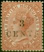 Old Postage Stamp from British Honduras 1888 3c on 3d Chestnut SG26 Fine Mtd Mint