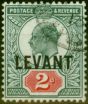 Rare Postage Stamp from British Levant 1905 2d Dull Blue-Green & Carmine-Red SGL4ab V.F.U