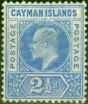Valuable Postage Stamp from Cayman Islands 1905 2 1/2d Bright Blue SG10a Dented Frame Fine Mtd Mint