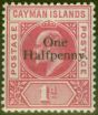Valuable Postage Stamp from Cayman Islands 1907 1/2d on 1d Carmine SG17 Fine Lightly Mtd Mint Stamp