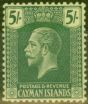 Collectible Postage Stamp from Cayman Islands 1921 5s Blue-Green-Pale Yellow SG64b V.F Very Lightly Mtd Mint