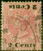 Collectible Postage Stamp from Ceylon 1888 2c on 4c Rose SG211c Surch Double One Inverted Good Used