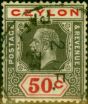 Valuable Postage Stamp from Ceylon 1932 50c Black & Scarlet SG353B Die I Good Used