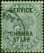 Old Postage Stamp from Chamba 1890 1R Slate SG015 Very Fine Used