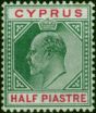 Cyprus 1902 1/2pi Green & Carmine SG50 Fine LMM  King Edward VII (1902-1910) Rare Stamps