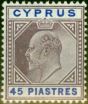 Valuable Postage Stamp from Cyprus 1904 45pi Dull Purple & Ultramarine SG71 V.F Lightly Mtd Mint