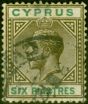 Collectible Postage Stamp from Cyprus 1912 6pi Sepia & Green SG80 Fine Used