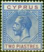 Rare Postage Stamp from Cyprus 1921 2pi Blue & Purple SG92 Fine Mtd Mint