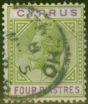 Rare Postage Stamp from Cyprus 1921 4pi Olive-Green & Purple SG95 Fine Used