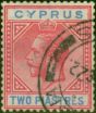 Valuable Postage Stamp Cyprus 1922 2pi Carmine & Blue SG93 V.F.U