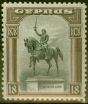 Old Postage Stamp from Cyprus 1928 18pi Black & Brown SG130 Fine Mtd Mint