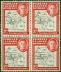 Old Postage Stamp Falkland Is Dep 1946 2d Black & Carmine SGG3 Superb MNH Block of 4