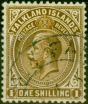 Rare Postage Stamp from Falkland Islands 1920 1s Deep Brown SG65b on Thick Greyish Paper V.F.U