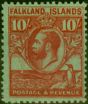 Valuable Postage Stamp Falkland Islands 1929 10s Carmine-Emerald SG125 Fine & Fresh LMM