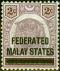 Rare Postage Stamp from Fed of Malay States 1900 2c Dull Purple & Brown SG2 Fine & Fresh Lightly Mtd Mint