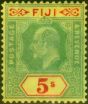 Rare Postage Stamp Fiji 1911 5s Green & Red-Yellow SG123 Fine MNH