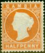 Collectible Postage Stamp from Gambia 1880 1/2d Orange SG10B Fine Unused
