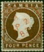 Gambia 1880 4d Brown SG15b Fine Used Queen Victoria (1840-1901) Valuable Stamps