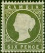 Valuable Postage Stamp Gambia 1886 6d Yellowish Olive-Green SG32 Fine MM