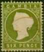 Old Postage Stamp Gambia 1886 6d Yellowish Olive-Green SG32 Fine Used (3)