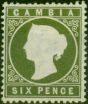Collectible Postage Stamp Gambia 1887 6d Olive-Green SG32d Fine VLMM