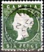 Valuable Postage Stamp from Gambia 1889 6d Dp Olive-Green SG33c Fine Used
