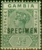 Valuable Postage Stamp Gambia 1898 1/2d Dull Green Specimen SG37s Fine LMM