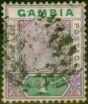 Valuable Postage Stamp Gambia 1898 1s Violet & Green SG44 Fine Used
