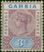 Valuable Postage Stamp Gambia 1898 3d Reddish Purple & Blue SG41 Fine MM