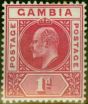 Old Postage Stamp Gambia 1902 1d Carmine SG46 Fine LMM