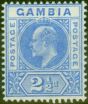 Old Postage Stamp from Gambia 1905 2 1/2d Bright Blue SG60 Fine & Fresh Lightly Mtd Mint