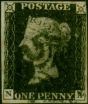 GB 1840 1d Penny Black SG2 Pl. 8 (N-A) Fine Used 4 Close Margins Black MX Small Closed . Queen Victoria (1840-1901) Used Stamps