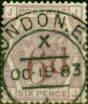 Rare Postage Stamp from GB 1883 6d + 6d Lilac SG162 V.F.U 'London' CDS