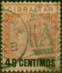 Rare Postage Stamp from Gibraltar 1889 40c on 4d Orange-Brown SG19 Fine Used