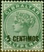 Collectible Postage Stamp from Gibraltar 1889 5c on 1/2d Green SG15a S Short Foot Fine Lightly Mtd Mint