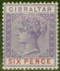 Rare Postage Stamp from Gibraltar 1898 6d Violet & Red SG44 Fine Lightly Mtd Mint