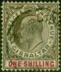 Old Postage Stamp Gibraltar 1905 1s Black & Carmine SG61 V.F.U