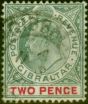 Rare Postage Stamp from Gibraltar 1905 2d Grey-Green & Carmine SG58 Fine Used