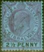 Valuable Postage Stamp Gibraltar 1907 2 1/2d Purple & Black-Blue SG59 Fine Used Stamp