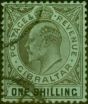 Rare Postage Stamp Gibraltar 1910 1s Black-Green SG71 Fine Used Stamp