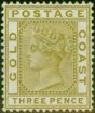 Collectible Postage Stamp from Gold Coast 1889 3d Olive SG15a Fine Lightly Mtd Mint