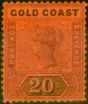 Valuable Postage Stamp from Gold Coast 1894 20s Dull Mauve & Black-Red SG25 Fine Mtd Mint Stamp