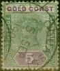 Old Postage Stamp Gold Coast 1900 5s Green & Mauve SG33 Good Used