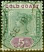 Old Postage Stamp from Gold Coast 1900 5s Green & Mauve SG33 Very Fine Used