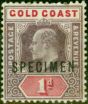 Valuable Postage Stamp from Gold Coast 1902 1d Dull Purple & Carmine Specimen SG39s Fine Mtd Mint