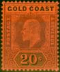 Rare Postage Stamp from Gold Coast 1902 20s Purple & Black-Red SG48 Fine & Fresh Mtd Mint
